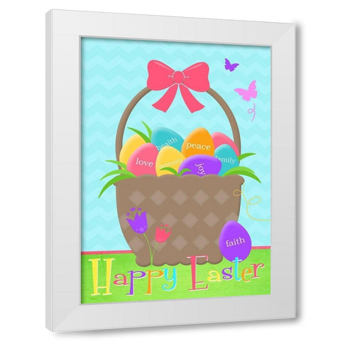 Happy Easter Basket White Modern Wood Framed Art Print by Quach, Anna