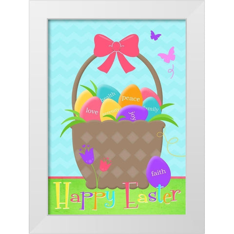 Happy Easter Basket White Modern Wood Framed Art Print by Quach, Anna
