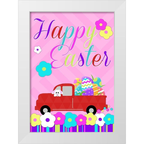 Happy Easter Ride White Modern Wood Framed Art Print by Quach, Anna