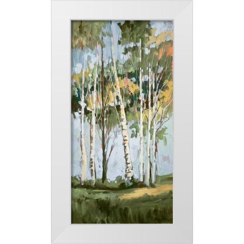 Golden Birch Trees II White Modern Wood Framed Art Print by Slivka, Jane