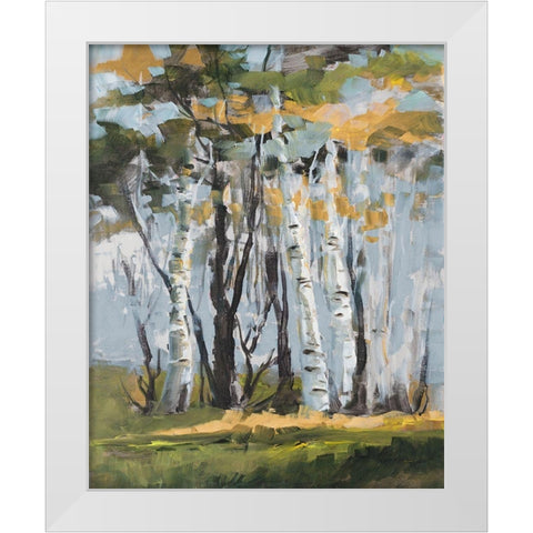 Golden Birch Trees White Modern Wood Framed Art Print by Slivka, Jane