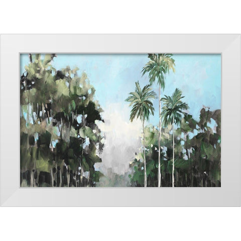 Palms On The Coast White Modern Wood Framed Art Print by Slivka, Jane