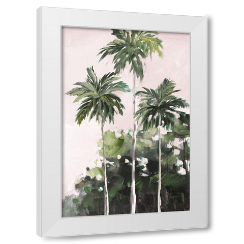 Palms Under A Pink Sky White Modern Wood Framed Art Print by Slivka, Jane