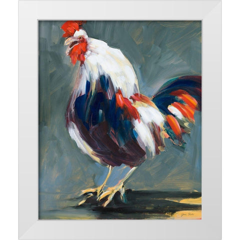 Rising Rooster White Modern Wood Framed Art Print by Slivka, Jane