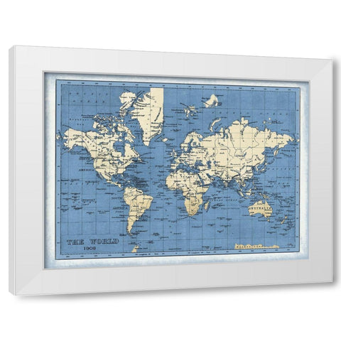 World Map White Modern Wood Framed Art Print by Medley, Elizabeth