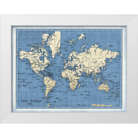 World Map White Modern Wood Framed Art Print by Medley, Elizabeth