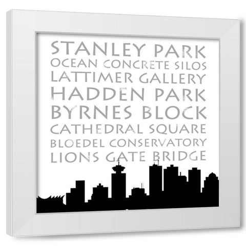 Vancouver Skyline Square White Modern Wood Framed Art Print by Quach, Anna