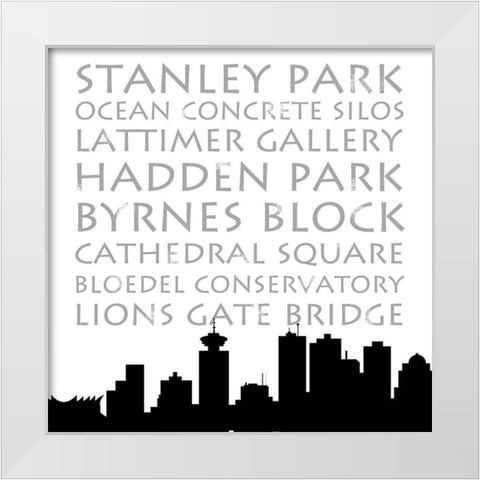 Vancouver Skyline Square White Modern Wood Framed Art Print by Quach, Anna
