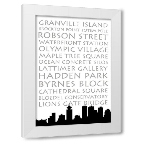 Vancouver Skyline White Modern Wood Framed Art Print by Quach, Anna