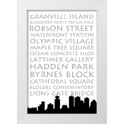 Vancouver Skyline White Modern Wood Framed Art Print by Quach, Anna
