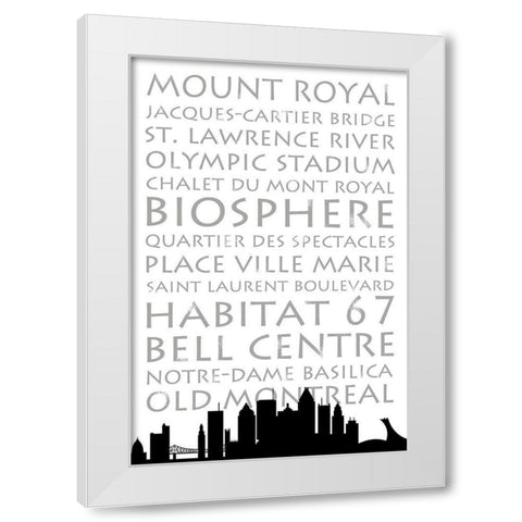 Montreal Skyline White Modern Wood Framed Art Print by Quach, Anna
