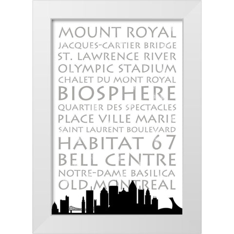 Montreal Skyline White Modern Wood Framed Art Print by Quach, Anna
