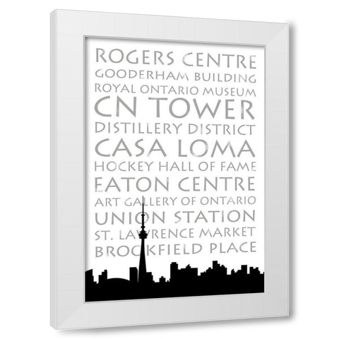 Toronto Skyline White Modern Wood Framed Art Print by Quach, Anna
