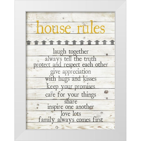 House Rules White Modern Wood Framed Art Print by Quach, Anna