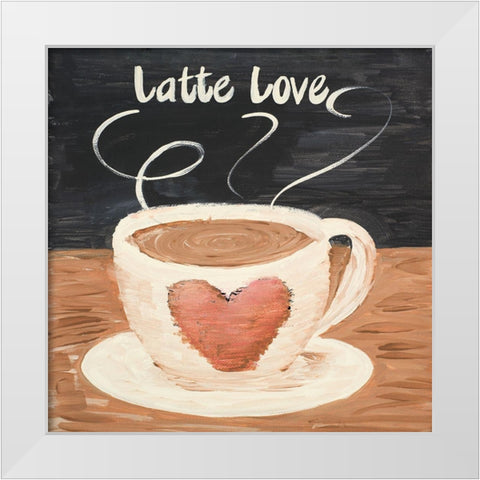 Latte Love Square White Modern Wood Framed Art Print by Acosta