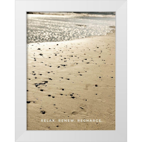 Relax Renew Recharge White Modern Wood Framed Art Print by Acosta