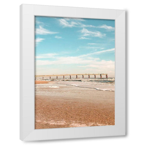 Beach Shores Panel II White Modern Wood Framed Art Print by Acosta