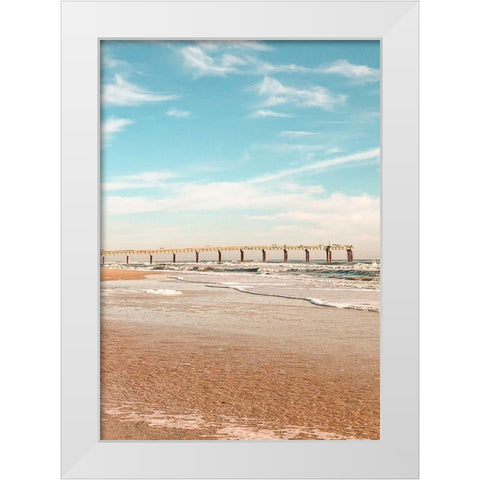 Beach Shores Panel II White Modern Wood Framed Art Print by Acosta