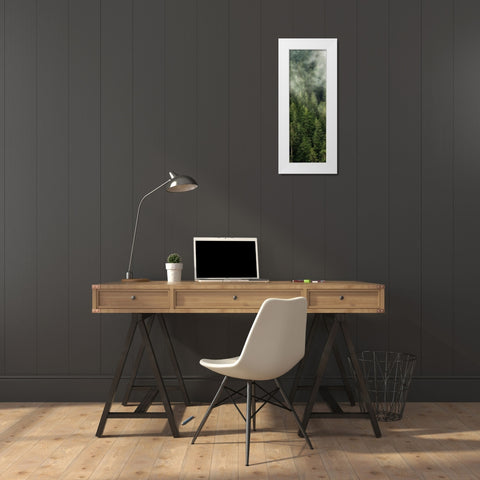 Smoky Forest Panel II White Modern Wood Framed Art Print by Amos, Andy