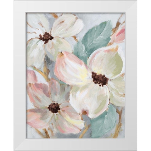 Silently Bloom Teal II White Modern Wood Framed Art Print by Loreth, Lanie