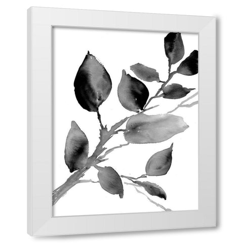 Gray Philodendron Branch White Modern Wood Framed Art Print by Loreth, Lanie
