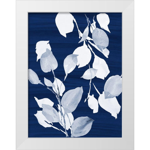 Simple Leaves on Navy White Modern Wood Framed Art Print by Loreth, Lanie