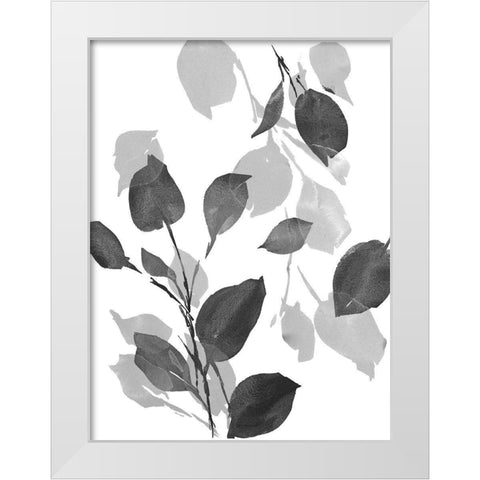 Gray Simple Leaves White Modern Wood Framed Art Print by Loreth, Lanie