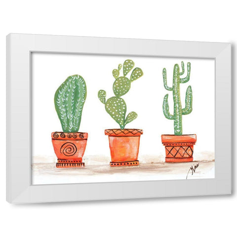 Cactus Trio White Modern Wood Framed Art Print by Ritter, Gina