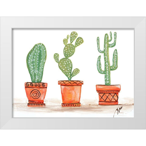 Cactus Trio White Modern Wood Framed Art Print by Ritter, Gina