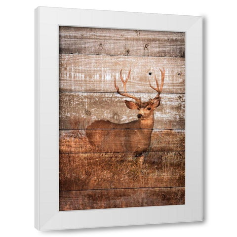 Woodland Deer White Modern Wood Framed Art Print by Mansfield, Kathy