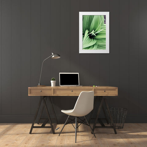 Green Leaf Blooms II White Modern Wood Framed Art Print by Mansfield, Kathy