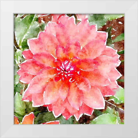 Pink Wash Peony White Modern Wood Framed Art Print by Mansfield, Kathy