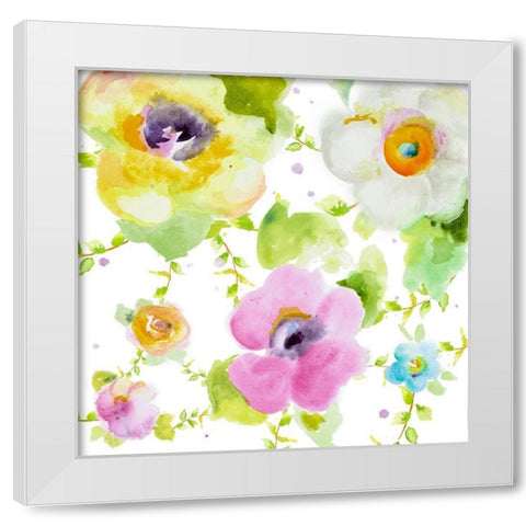Rosy Vines I White Modern Wood Framed Art Print by Pinto, Patricia