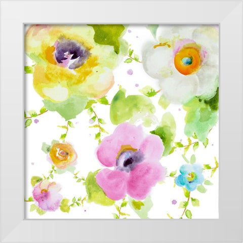 Rosy Vines I White Modern Wood Framed Art Print by Pinto, Patricia