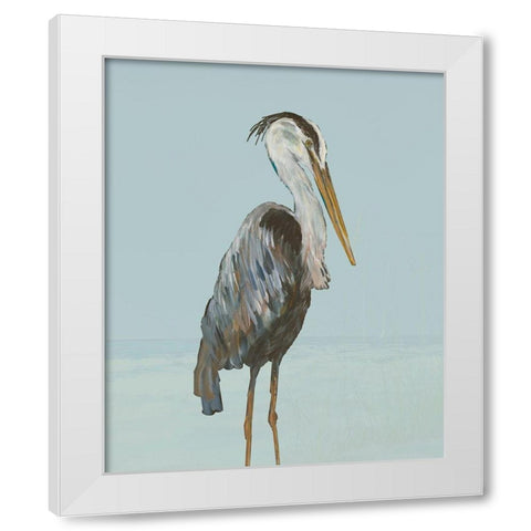 Coastal Heron I White Modern Wood Framed Art Print by DeRice, Julie