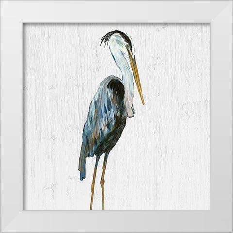 Heron on Whitewash III White Modern Wood Framed Art Print by DeRice, Julie