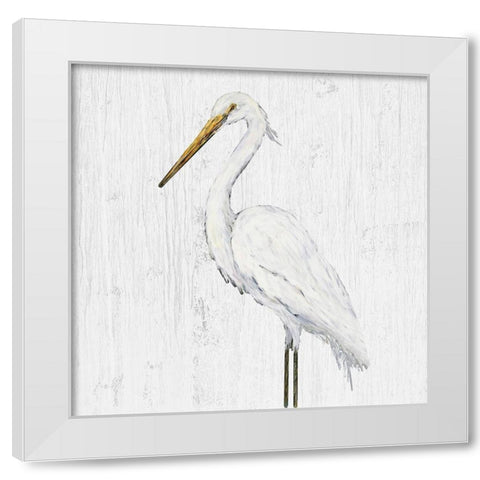 Heron on Whitewash IV White Modern Wood Framed Art Print by DeRice, Julie