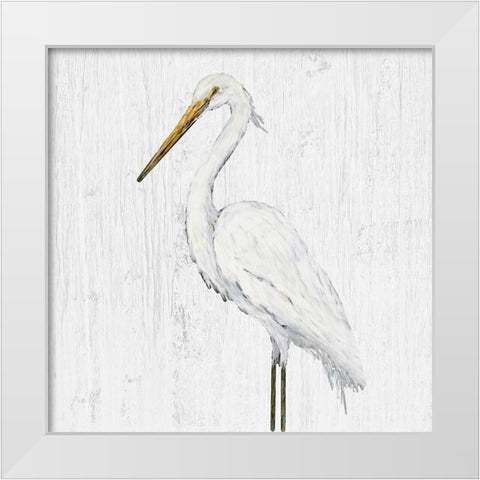 Heron on Whitewash IV White Modern Wood Framed Art Print by DeRice, Julie