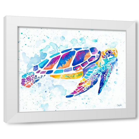Vibrant Sea Turtle White Modern Wood Framed Art Print by Goodrich, Chelsea