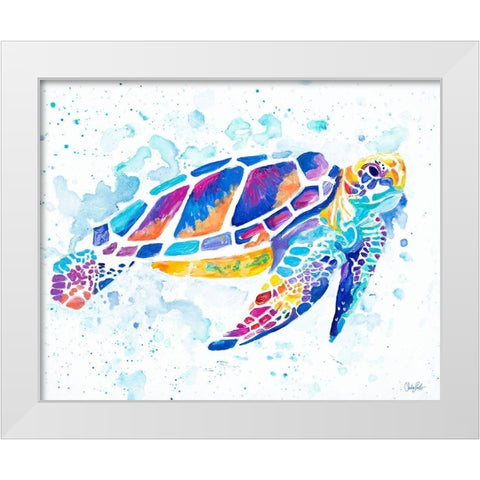 Vibrant Sea Turtle White Modern Wood Framed Art Print by Goodrich, Chelsea