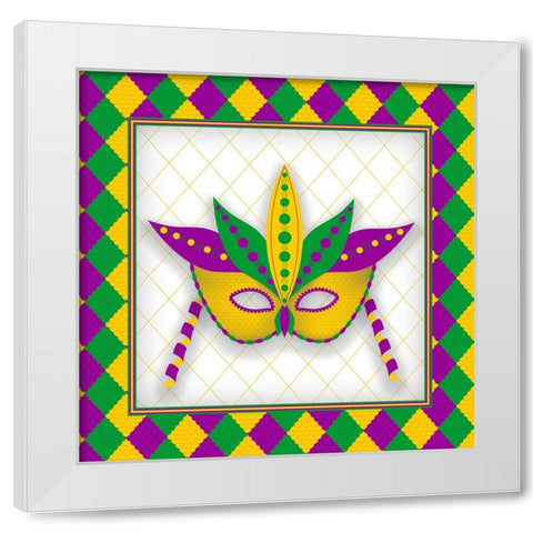 Mardi Gras Mask White Modern Wood Framed Art Print by SD Graphics Studio