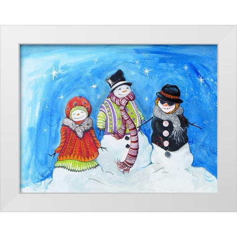 Snow Villagers White Modern Wood Framed Art Print by Diannart