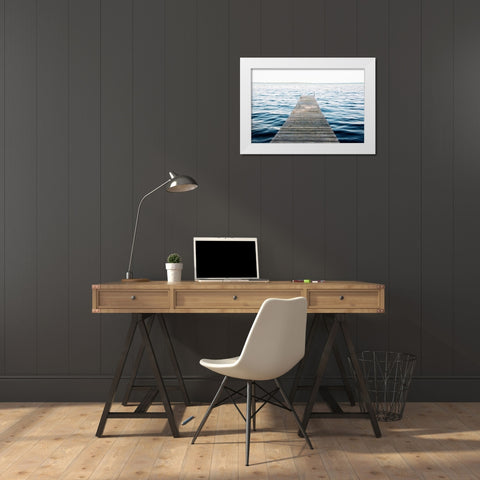 Lake Dock White Modern Wood Framed Art Print by Navas, Emily