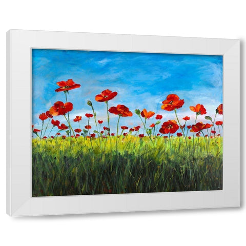 Wild Poppies White Modern Wood Framed Art Print by DeRice, Julie