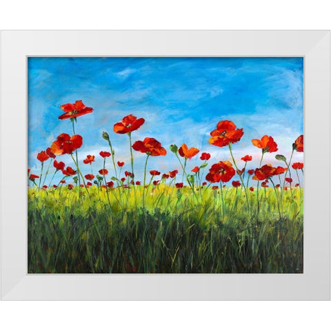 Wild Poppies White Modern Wood Framed Art Print by DeRice, Julie