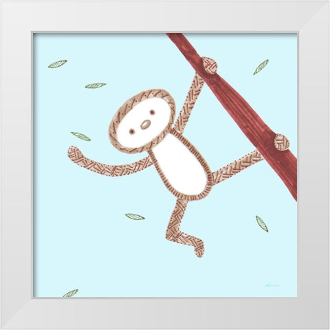 Monkey Love White Modern Wood Framed Art Print by Edwins, Hugo
