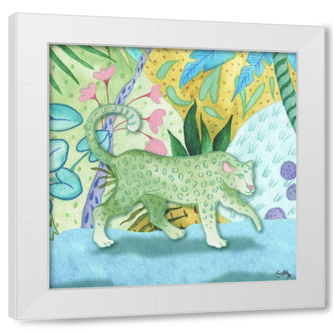 Playful Cheetah White Modern Wood Framed Art Print by Medley, Elizabeth