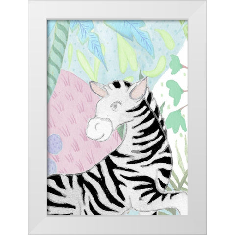 Zebra in the Tropics White Modern Wood Framed Art Print by Medley, Elizabeth