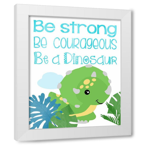 Dino Party I White Modern Wood Framed Art Print by Quach, Anna