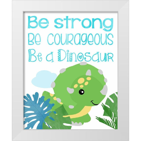 Dino Party I White Modern Wood Framed Art Print by Quach, Anna